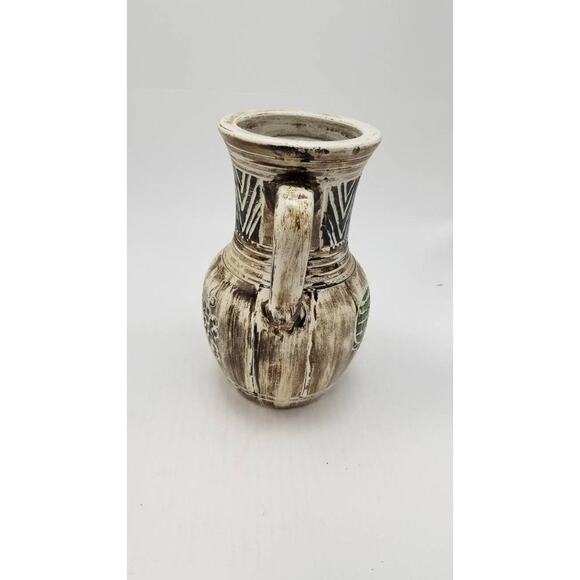 Vintage Pottery Vase, Pitcher Style Handle, Hand Painted Fruit, Japan - Picture 5 of 6